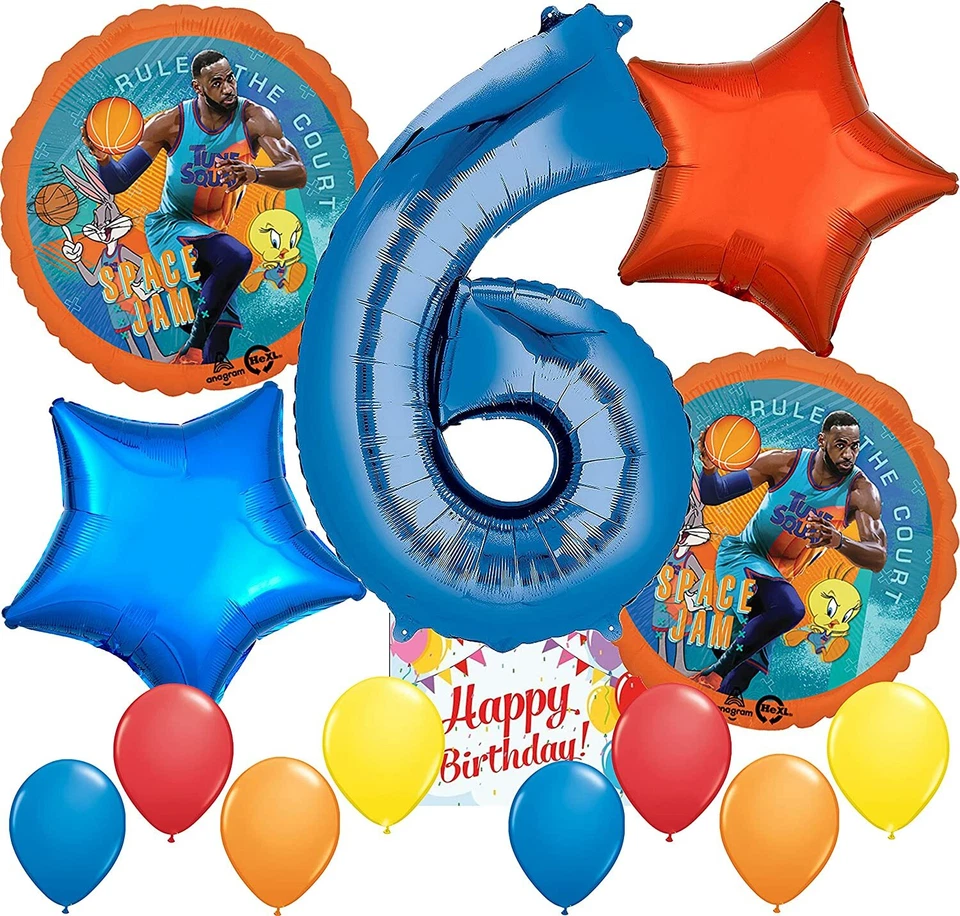Paquete de decoración de globos suministros de fiesta Space Jam para 6º cumpleaños Foto 1 de 1