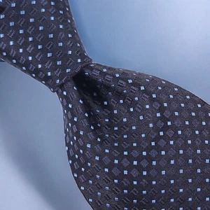 VALERIO GARATI Handmade 100% Silk Necktie, Color Navy Blue, Geometric Pattern. - Picture 1 of 10