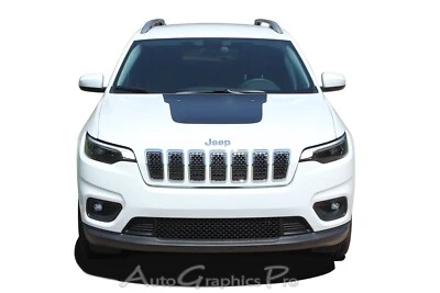 Trailhawk Hood Decals Black Vinyl Graphic Stripes fits 2018-2023 Jeep Cherokee - Image 1 of 4