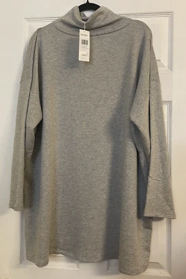 NWT $128 Eileen Fisher Cozy Brushed Dark Pearl Funnel Neck Box Top  3X - Image 1 of 4
