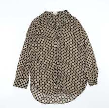 H&M Womens Black Geometric Polyester Basic Blouse Size 6 Round Neck