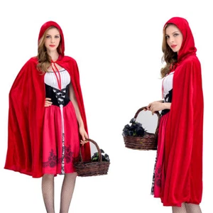 Kinder Damen Kostüm Rebellisches Rotkäppchen Kleid Umhang Rot Fasching Karneval - Bild 1 von 18