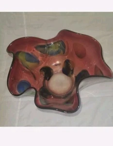 ADAM JABLONSKI Polish Art Glass Bowl Signed 14" Rare Conversation Piece Collect! - Picture 1 of 17