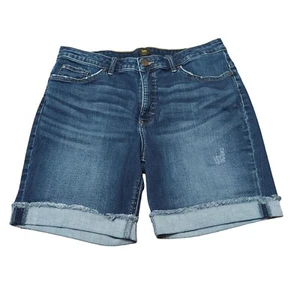 Lee Riders Womens' Dark Wash Scratch Distressed Cuffed Denim Shorts - 16 - Picture 1 of 4