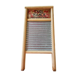 VINTAGE Dubl Handi WASHBOARD (Travel Size) COLUMBUS WASHBOARD CO Ohio WOOD METAL - Picture 1 of 2