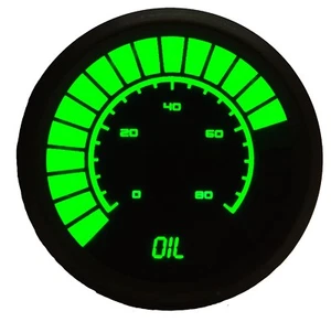 Analog Bargraph Oil Pressure Gauge 2 1/16" GREEN LEDs Black Bezel - Picture 1 of 1