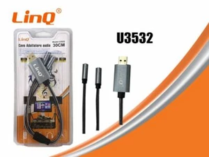 Adaptateur Acoustique USB 2 Aux 3.5mm Jack Et Microphone Fonction U3532 Linq - Photo 1/1