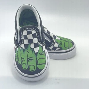 Vans Marvel Incredible Hulk Collab Checkerboard Slip-On Shoes Toddler Size 2.5 - Picture 1 of 7
