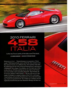 2010 FERRARI 458 ITALIA ~ ORIGINAL 7-PAGE ARTICLE / AD - Picture 1 of 1