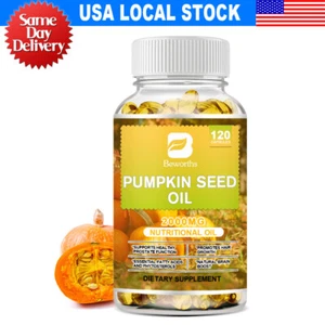 Pumpkin Seed Oil Capsules 2000Mg Support Healthy Prostate,Relieve Eye Pressure - Picture 1 of 8