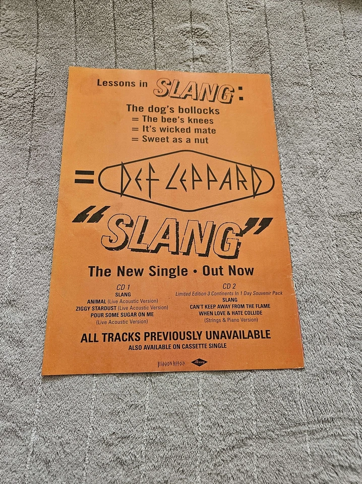FPOT158 MAGAZINE ADVERT 12X8" DEF LEPPARD : SLANG - Image 1 of 1