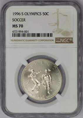 1996-S 50c Olympics Soccer Commemorative Half Dollar - NGC MS 70 - Image 1 of 2
