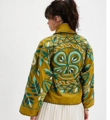 Chaqueta Free People XS Verde Nueva Nori Bordada $398 ¡Nueva! Foto 1 de 4