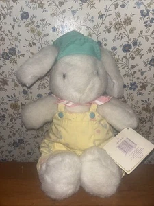 Hallmark Crayola 13" White Easter Bunny Plush Vintage 1989 Rabbit Tags Overalls - Picture 1 of 2