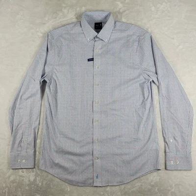 Camisa Johnnie-O Performance manga larga abotonada para hombre mediana blanca a cuadros nueva sin etiquetas Foto 1 de 4