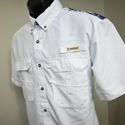 Magellan USA American Flag Vented Fishing Shirt Relaxed Short Sleeve Mens Small - Image 1 of 4