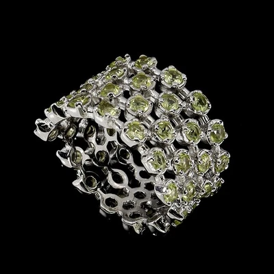 925 Sterling Silver Ring Round Peridot Natural Gemstone Jewelry Size 7 - Image 1 of 4