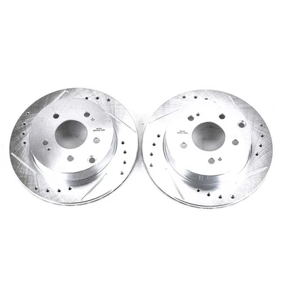 Par de rotores ranurados perforados PowerStop Evolution traseros para Mitsubishi Eclipse Foto 1 de 3