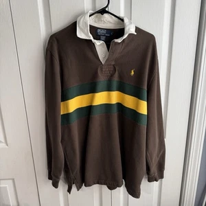 Polo Ralph Lauren gestreift Rugby Henley Langarm Herren Größe Large Vintage Y2K - Bild 1 von 5