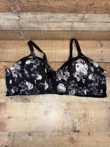 TORRID Dreamy Floral Black Wireless Bra Front Closure Lined Size 48D - Picture 1 of 6