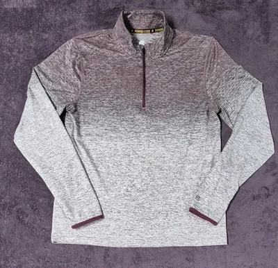 Champion Power Core Men's Medium Quarter Zip Maroon Gray Long Sleeve Shirt  - Image 1 of 4