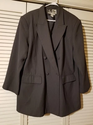 Chaqueta Blazer Ben Marc Talla Grande 20 Doble Pecho Gris Forrada Poliéster Foto 1 de 4