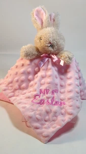 Parents Choice My First Easter Pink Bunny Lovey Security Blanket satin back Dots - Picture 1 of 11