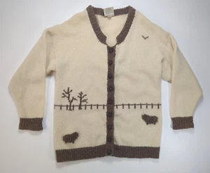 Vtg Rapaki Mahana Wool Cardigan Sweater Size 42 Ivory Home Crafted Knitwear - Picture 1 of 15