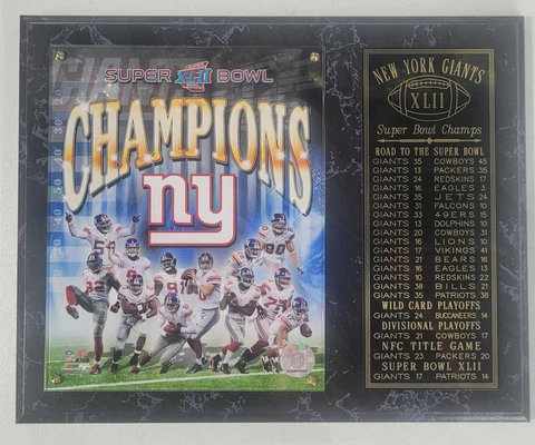 New York Giants Super Bowl XLII Champions 12" x 15" Plaque SB 42 Cover