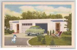 Postal Tourist Cottages Blue Lantern Riverton NJ 1930-1940 ¡Grandes colores! - Imagen 1 de 2