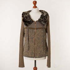 Women's EVA & CLAUDI beige & gold wool blend knit jacket size L
