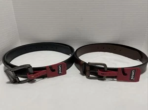 2- Cinturones de cuero negro Levi’s (lote de 2) para hombre talla 42 y 44 nuevos con etiquetas. - Imagen 1 de 7