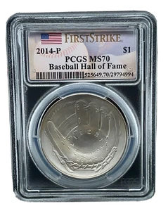 2014-P Baseball Hall of Fame PCGS MS70 Uncirculated Silver Dollar First Strike - Picture 1 of 2