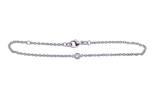 9ct White Gold 0.06ct Round Brilliant Cut Diamond Bracelet, Adjustable Length - Picture 1 of 4