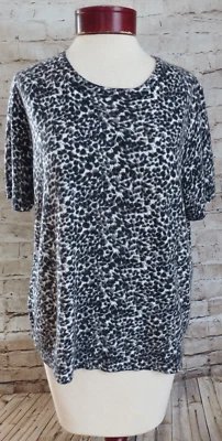 Sag Harbor 毛衣衬衫女式 XL 码豹纹黑色灰色白色 — 第 1/4 张图片