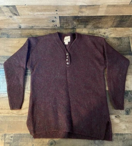 Vintage Woolrich V-Neck Pullover Wool Sweater Women's Burgundy Size L - Picture 1 of 3
