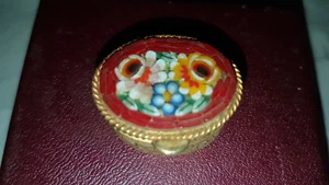 Vintage Italian Micro Mosaic Oval Pill / Snuff Box with Floral Decorations - Picture 1 of 4