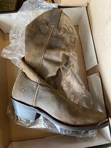 BRAND NEW Double H Leather Slouch Rodeo Western Cowgirl Boot Women Sz 8.5 Tan - Picture 1 of 8