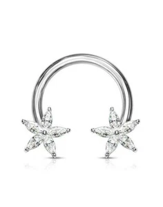 316L Surgical Steel CBB Nose Ring Horseshoe Hoop Flower Ends 1/2" 14G - Picture 1 of 1