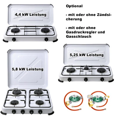 Campingkocher 2-flammig Gaskocher mit Zündsicherung  3- 4-flammig Gasregler - Bild 1 von 4