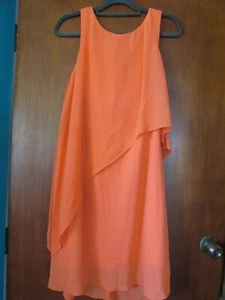 Women's Suzanne Grae Bright Orange Layered Dress - Size Large, Sleeveless - Picture 1 of 7