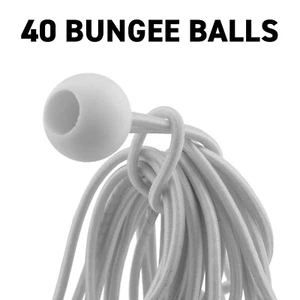 40 Bungee Balls 6" White Marquee Shock Ties, Elasticated Toggles, Tarp Fastener - Picture 1 of 18