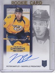 2013-14 Panini Contenders Predators Hockey Card #163 Victor Bartley RC Auto
