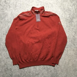 Zegna Sport Maglione Uomo Large L Rosso 1/4 Zip Misto Viscosa Pullover Lusso Luxe - Foto 1 di 13
