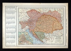 1919 Poates Map Austria Hungary Bohemia Vienna Budapest Prague Bosnia Salzburg - Picture 1 of 4