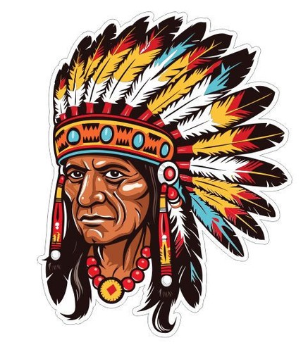 Native American Indian with headdress head dress Sticker Stickers Decal ...