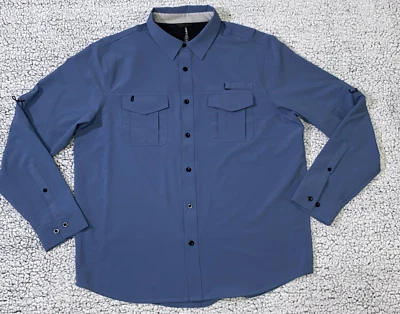 Jockey Shirt Mens Large Blue Button Up Outdoors Fishing Camping Long Sleeve - Image 1 of 4