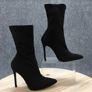 Boohoo Ankle Boots Womens 6 Black Pointed Toe Stilleto Heels Casual Comfort - Picture 1 of 14