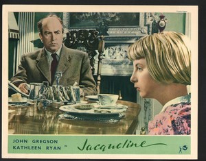 Jacqueline Lobby Card-John Gregson and Kathleen Ryan dining