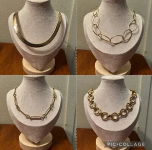 Lote de 4 Collares Encadenados Gargantilla Tonos Dorados Nuevos Sin Etiquetas - Imagen 1 de 7